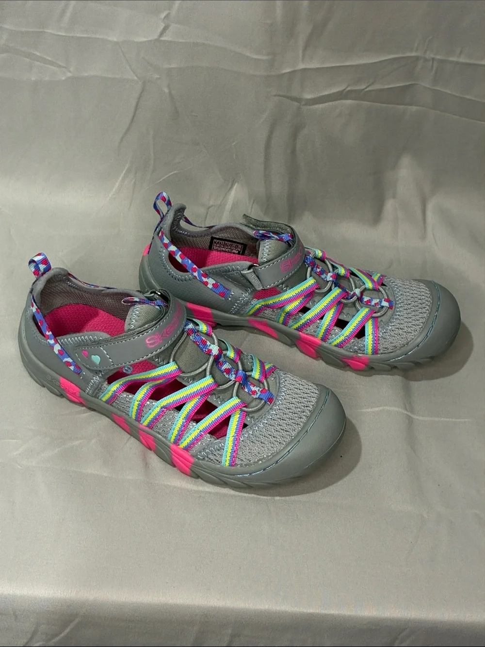 Skechers Gray Pink Multi-Color Kids Sandals